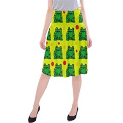 Green Frogs Midi Beach Skirt by Valentinaart