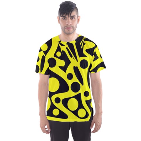 Black And Yellow Abstract Desing Men s Sport Mesh Tee by Valentinaart