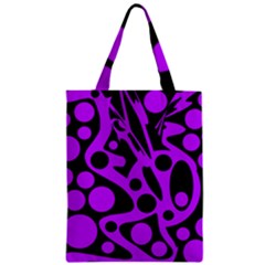 Purple And Black Abstract Decor Zipper Classic Tote Bag by Valentinaart