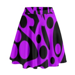 Purple And Black Abstract Decor High Waist Skirt by Valentinaart