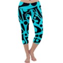 Cyan and black abstract decor Capri Yoga Leggings View1