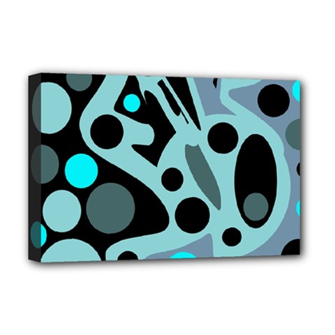 Cyan Blue Abstract Art Deluxe Canvas 18  X 12   by Valentinaart