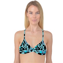 Cyan Blue Abstract Art Reversible Tri Bikini Top by Valentinaart