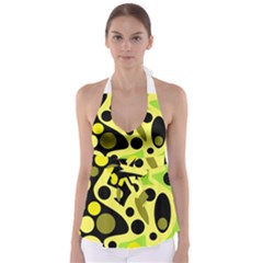 Green Abstract Art Babydoll Tankini Top by Valentinaart