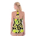 Green abstract art Boyleg Halter Swimsuit  View2