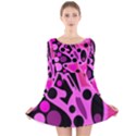 Pink abstract decor Long Sleeve Velvet Skater Dress View1