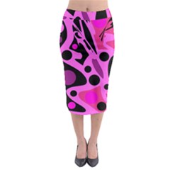 Pink Abstract Decor Midi Pencil Skirt