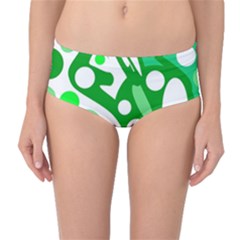 White And Green Decor Mid-waist Bikini Bottoms by Valentinaart