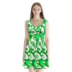 White And Green Decor Split Back Mini Dress 