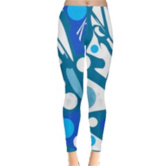 Blue And White Decor Leggings  by Valentinaart