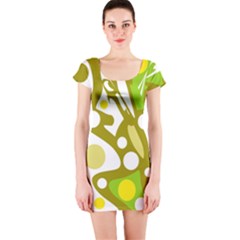 Green And Yellow Decor Short Sleeve Bodycon Dress by Valentinaart
