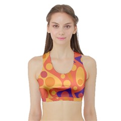 Orange And Blue Decor Sports Bra With Border by Valentinaart