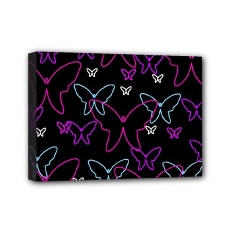 Purple Butterflies Pattern Mini Canvas 7  X 5  by Valentinaart