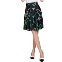 Green Butterflies A-line Skirt by Valentinaart