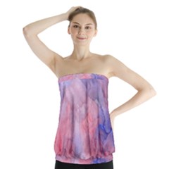 Galaxy Cotton Candy Pink And Blue Watercolor  Strapless Top