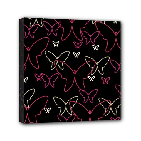 Pink Neon Butterflies Mini Canvas 6  X 6  by Valentinaart