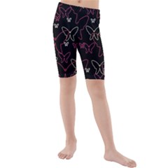 Pink Neon Butterflies Kid s Mid Length Swim Shorts by Valentinaart