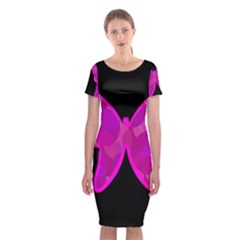 Purple Butterfly Classic Short Sleeve Midi Dress by Valentinaart