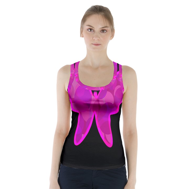 Purple butterfly Racer Back Sports Top