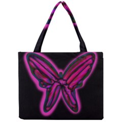 Purple Neon Butterfly Mini Tote Bag by Valentinaart