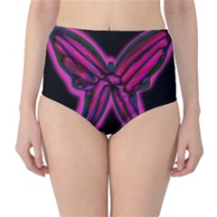 Purple Neon Butterfly High-waist Bikini Bottoms by Valentinaart