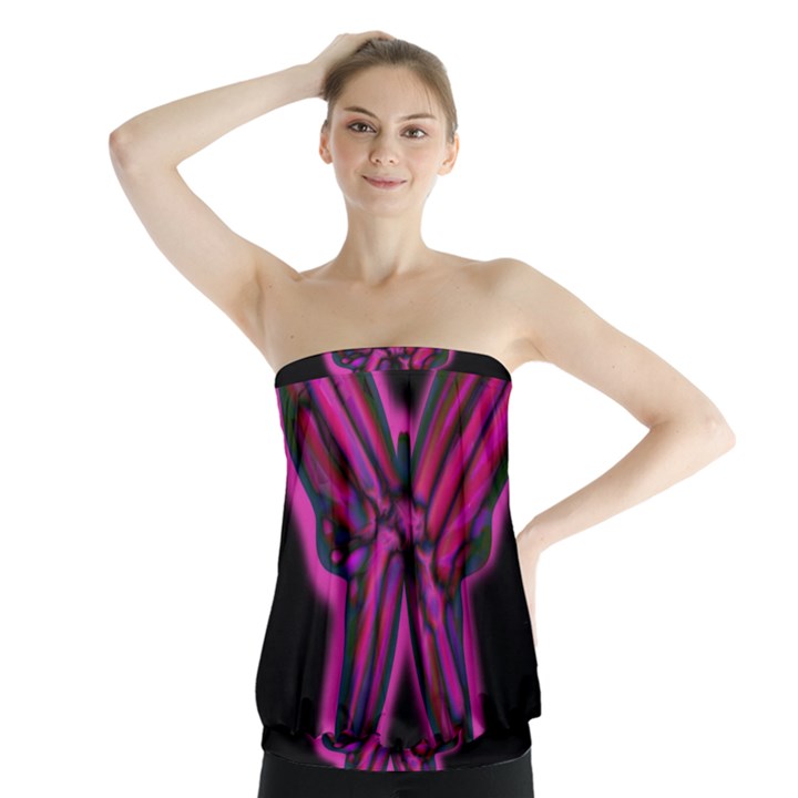 Purple neon butterfly Strapless Top