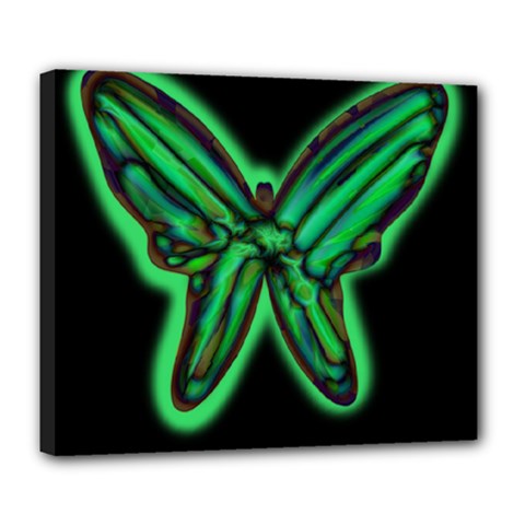 Green Neon Butterfly Deluxe Canvas 24  X 20   by Valentinaart