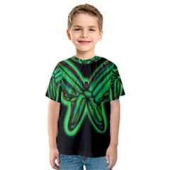 Green Neon Butterfly Kid s Sport Mesh Tee