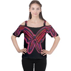 Red Butterfly Women s Cutout Shoulder Tee