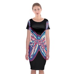 Neon Butterfly Classic Short Sleeve Midi Dress by Valentinaart