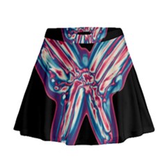 Neon Butterfly Mini Flare Skirt by Valentinaart