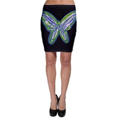 Green Neon Butterfly Bodycon Skirt