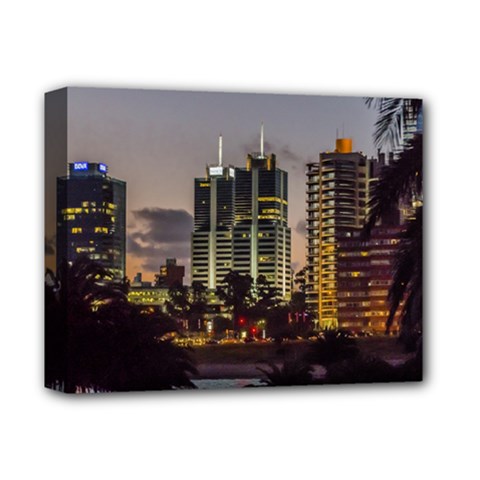 Montevideo Cityscape Scene At Twilight Deluxe Canvas 14  X 11  by dflcprints