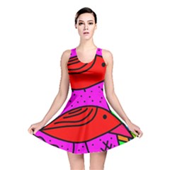 Red Bird Reversible Skater Dress by Valentinaart