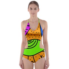 Green Bird Cut-out One Piece Swimsuit by Valentinaart