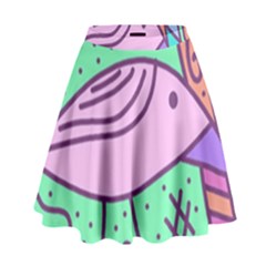 Pink Pastel Bird High Waist Skirt by Valentinaart