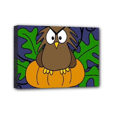Halloween Owl And Pumpkin Mini Canvas 7  X 5 
