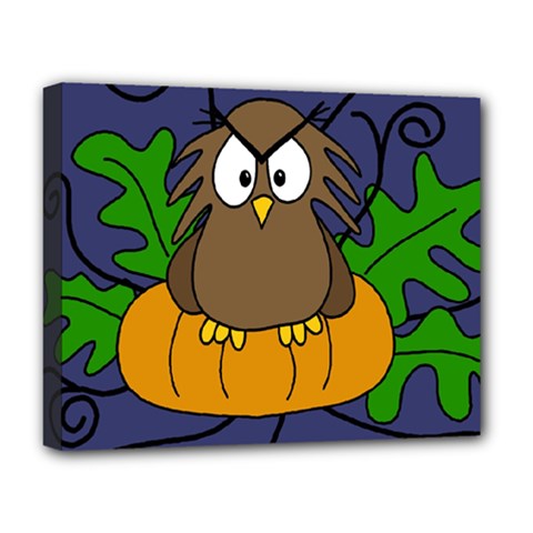 Halloween Owl And Pumpkin Deluxe Canvas 20  X 16   by Valentinaart