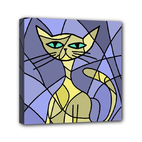 Artistic Cat - Yellow Mini Canvas 6  X 6  by Valentinaart