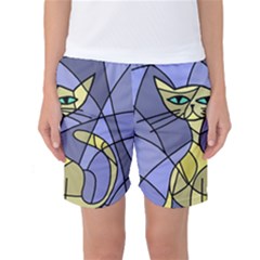 Artistic Cat - Yellow Women s Basketball Shorts by Valentinaart