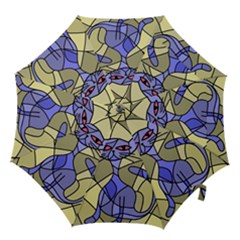 Artistic Cat - Blue Hook Handle Umbrellas (small) by Valentinaart