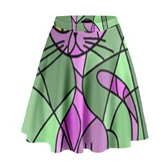 Artistic Cat - Purple High Waist Skirt by Valentinaart