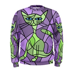 Artistic cat - green Men s Sweatshirt