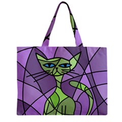 Artistic Cat - Green Zipper Mini Tote Bag by Valentinaart