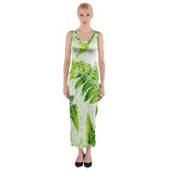 Fern Leaves Fitted Maxi Dress