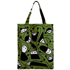 Playful Abstract Art - Green Zipper Classic Tote Bag by Valentinaart