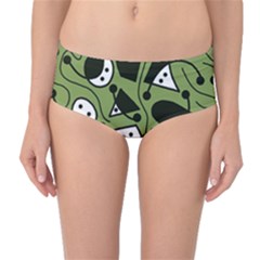 Playful abstract art - green Mid-Waist Bikini Bottoms