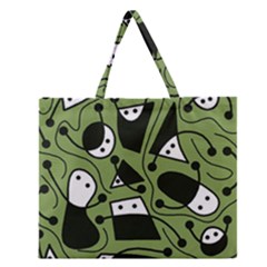 Playful abstract art - green Zipper Large Tote Bag