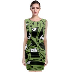 Playful abstract art - green Classic Sleeveless Midi Dress