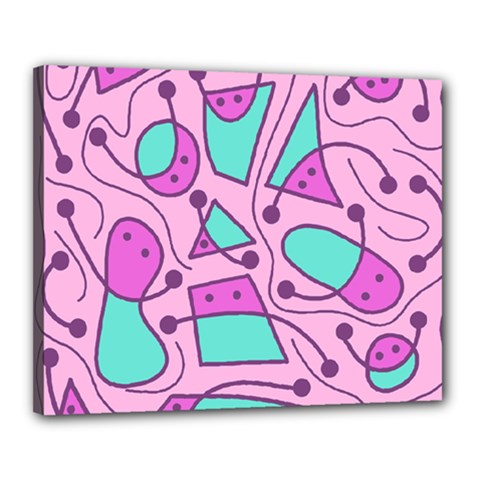 Playful Abstract Art - Pink Canvas 20  X 16  by Valentinaart